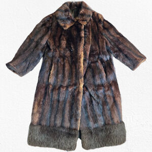 1950s Vintage Brown Mink Fur Coat Mid-Century Swing Old Hollywood Glam Size M/L
